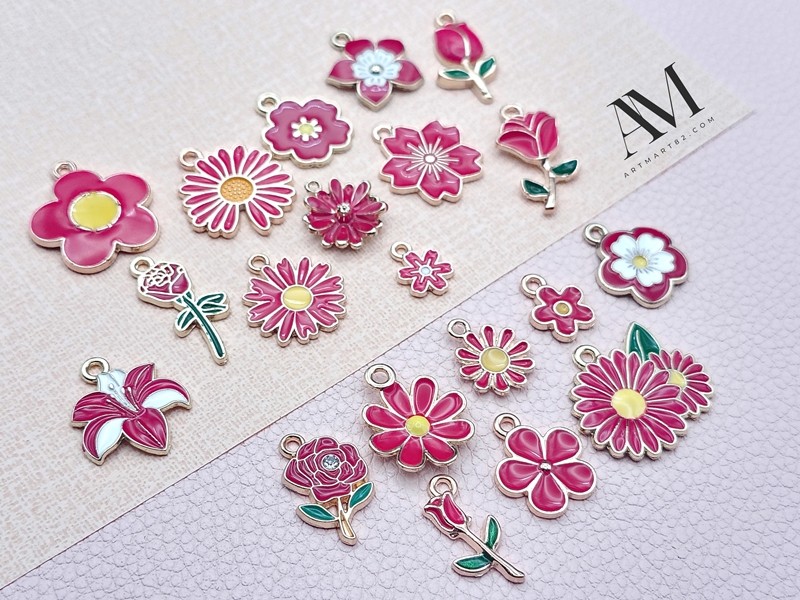 Метални висулки цветя микс пакет 20 броя 0161
